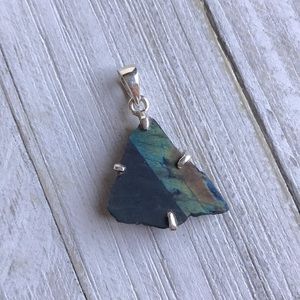Raw Rainbow Spectrolite & Sterling Silver NEW